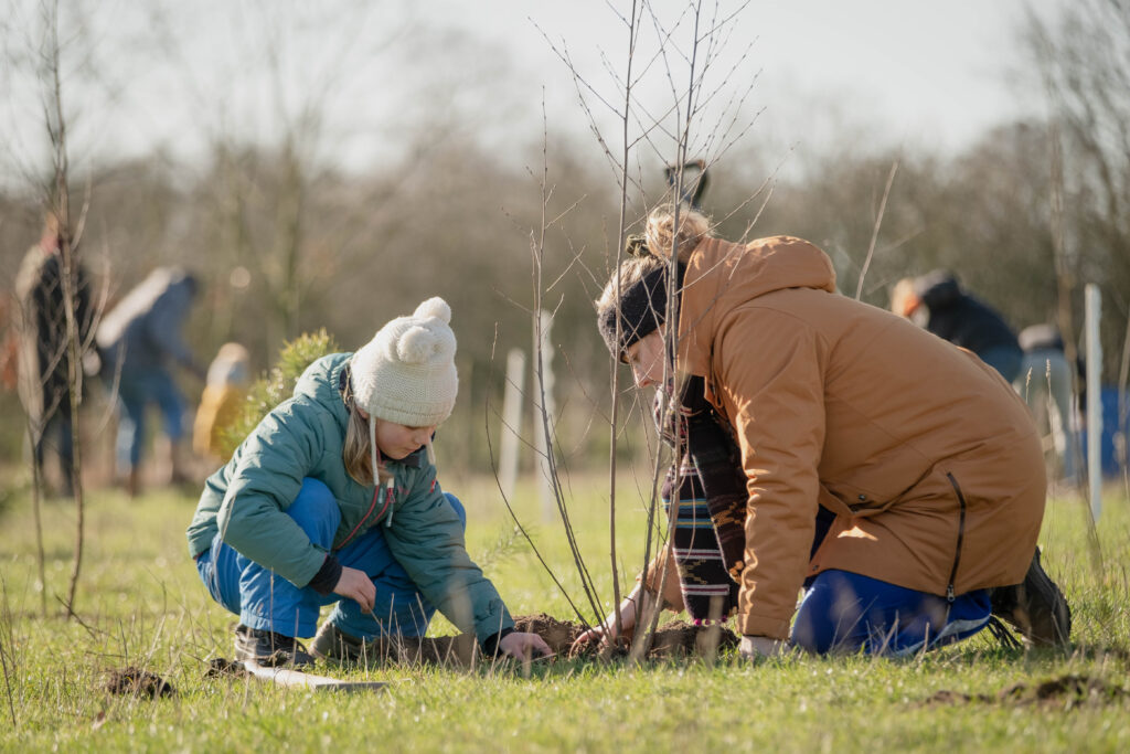Jong en oud plantten vandaag 1.500 pioniersboompjes aan in het kersverse voedselbos Klein Groenrijk