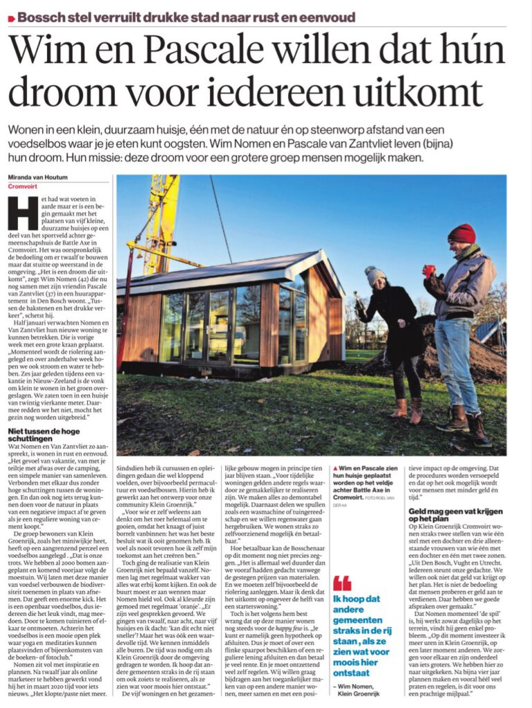 Wim & Pascale in Brabants Dagblad 9 december 2023 - Klein Groenrijk